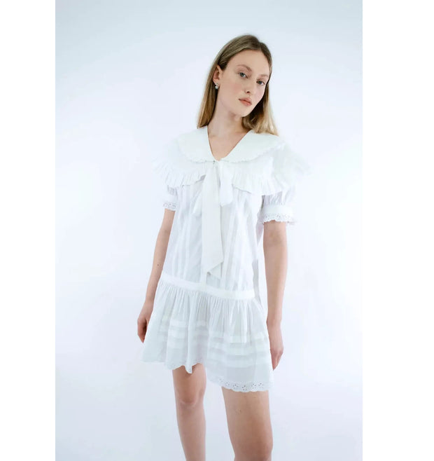 Sandy Liang Toki Short Sleeve Mini Dress