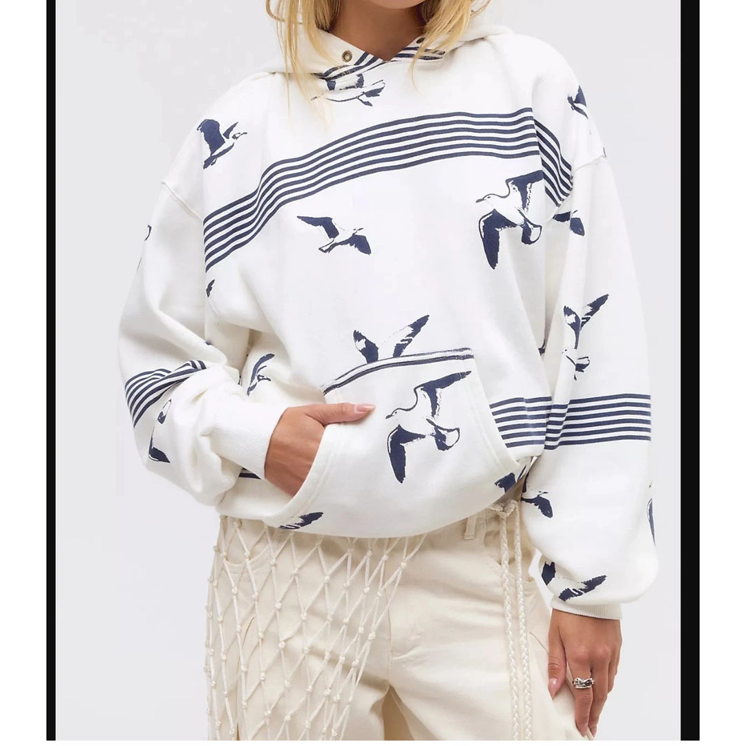 Free People We The Free It's A Vibe Birds Printed Hoodie Top