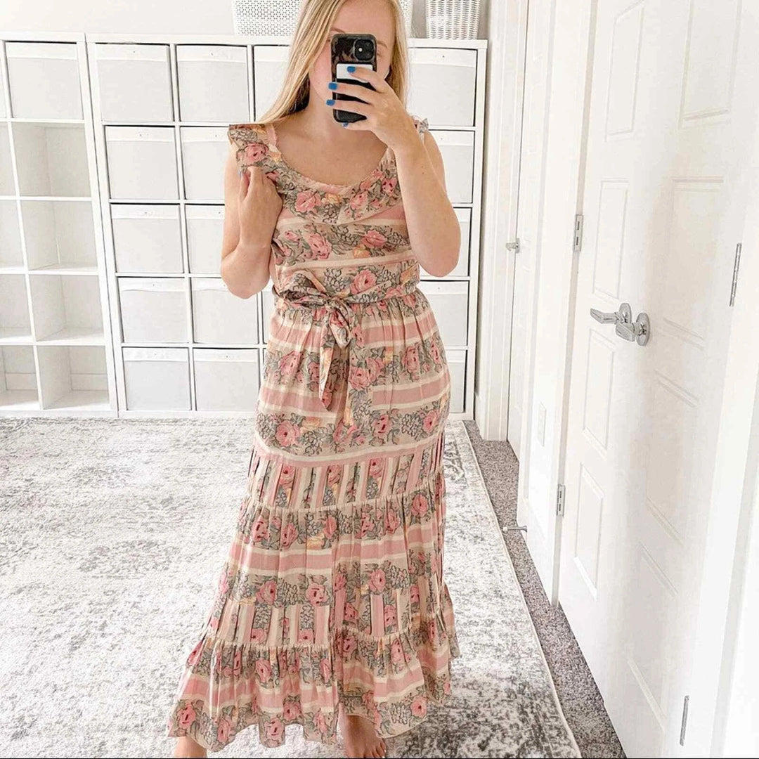 LoveShackFancy Joanne Silk Maxi Dress