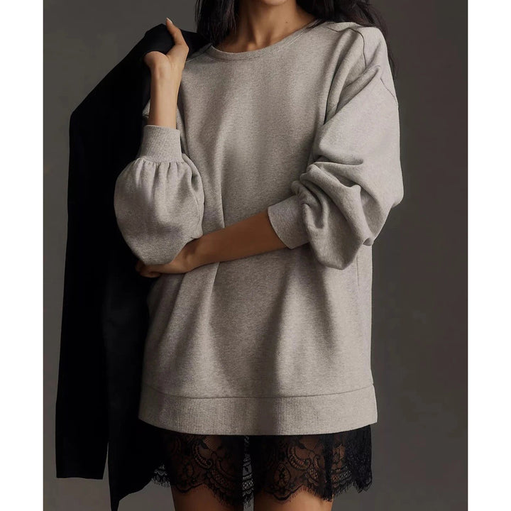 Anthropologie Pilcro Crew Lace Pullover Sweatshirt Top