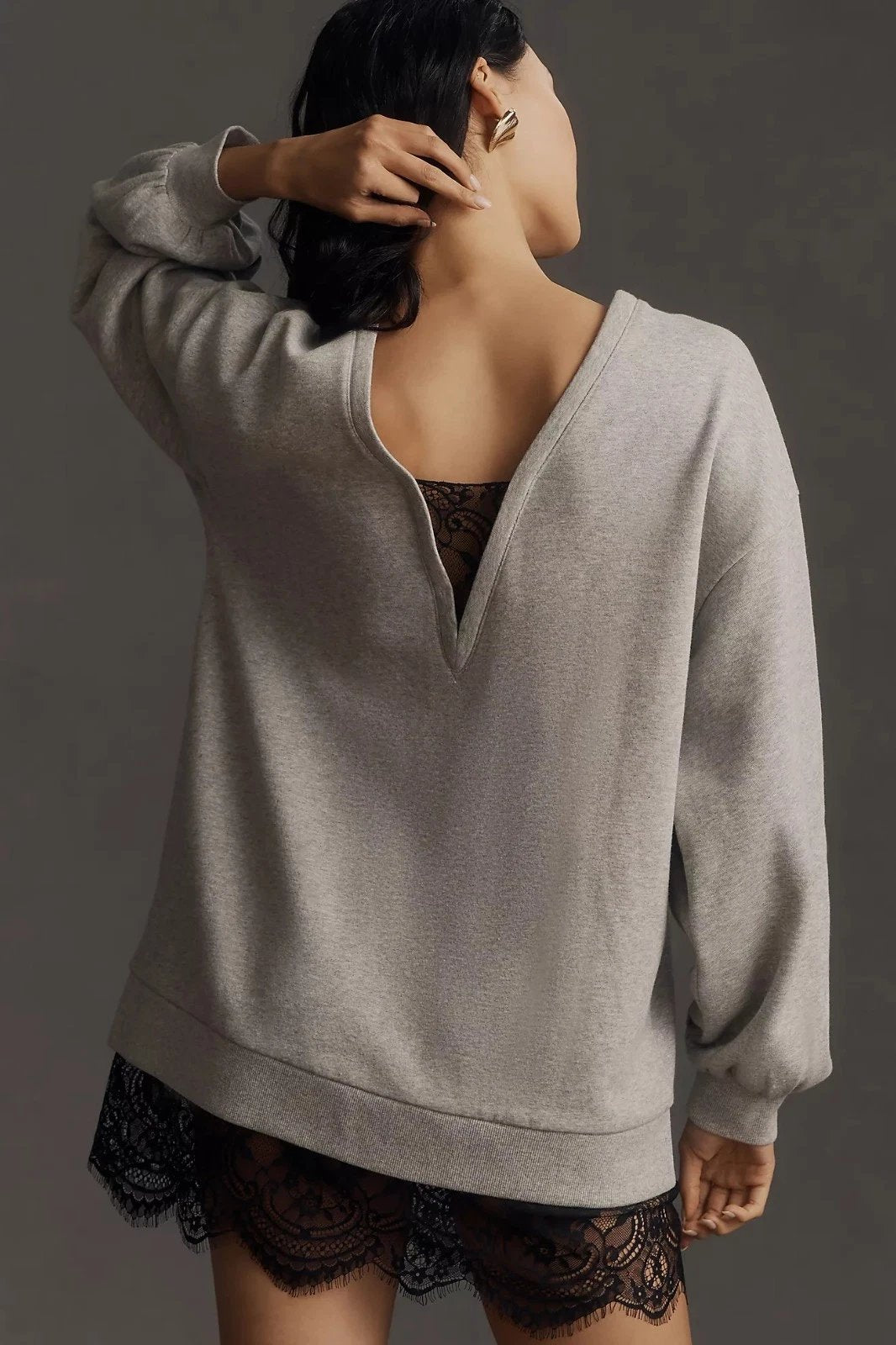 Anthropologie Pilcro Crew Lace Pullover Sweatshirt Top
