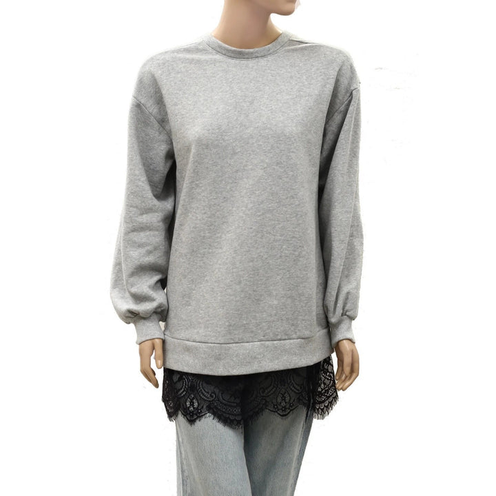 Anthropologie Pilcro Crew Lace Pullover Sweatshirt Top