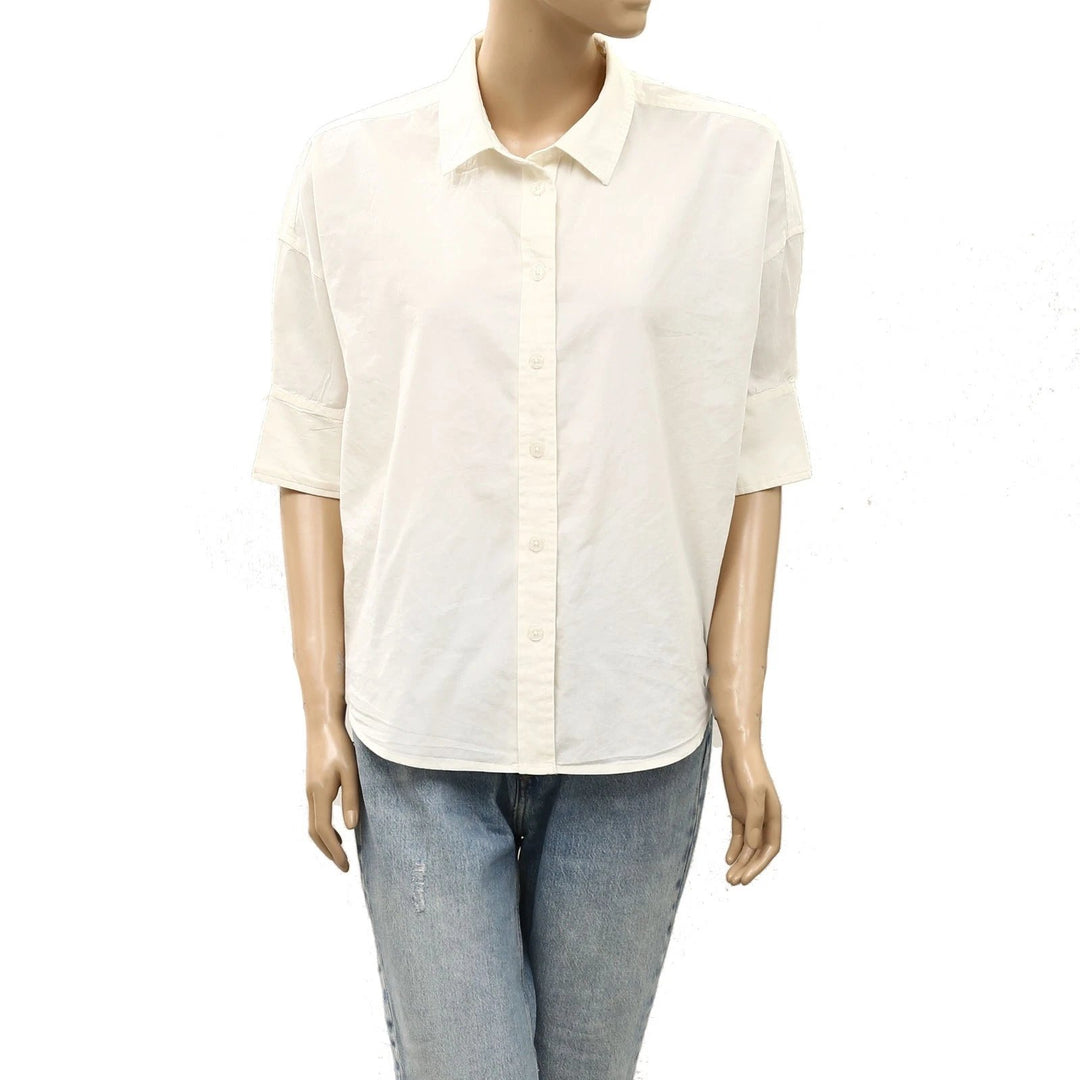 Anthropologie Maeve Women's Short Sleeve Buttondown Shirt Top