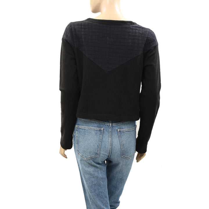 Ecote Urban Outfitters Quilted Cropped Black Jacket Top