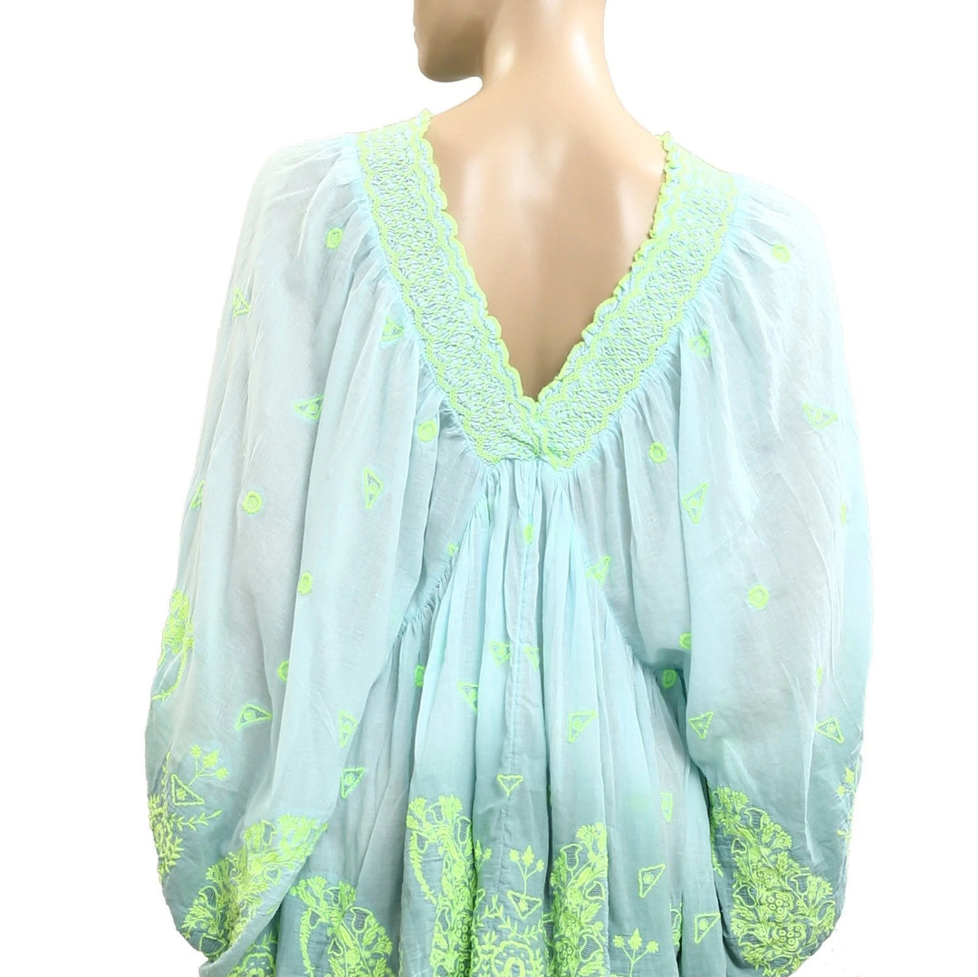 Free People Floral Embroidered Long Sleeve Mini Dress