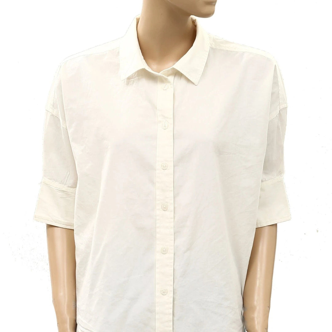 Anthropologie Maeve Women's Short Sleeve Buttondown Shirt Top