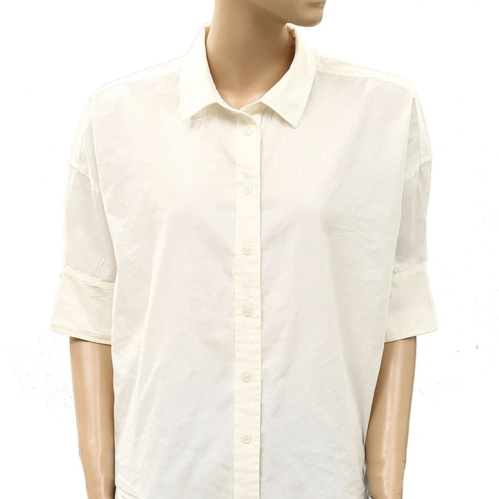 Anthropologie Maeve Women's Short Sleeve Buttondown Shirt Top
