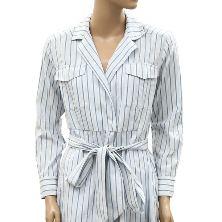 Sezane Wrap Style Striped Printed Midi Dress
