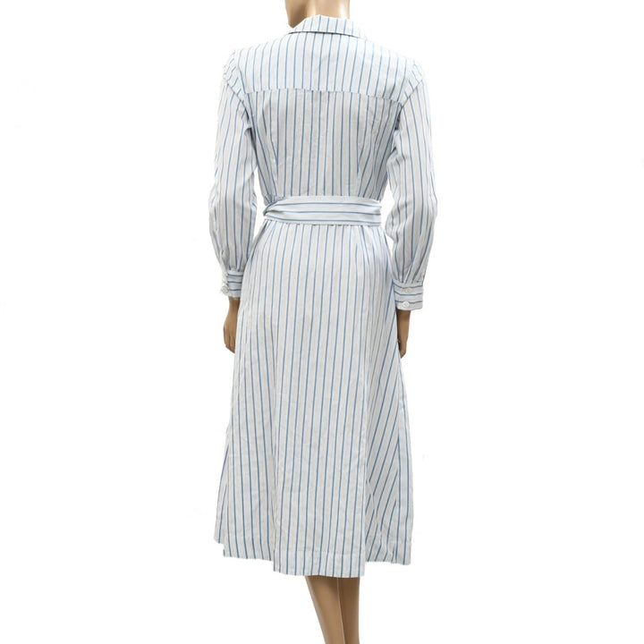 Sezane Wrap Style Striped Printed Midi Dress