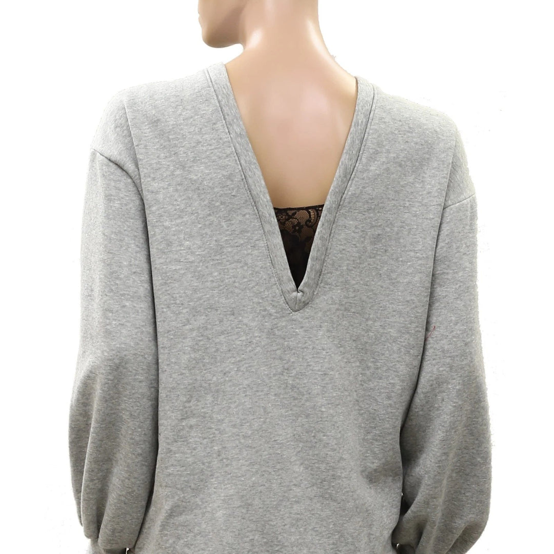 Anthropologie Pilcro Crew Lace Pullover Sweatshirt Top