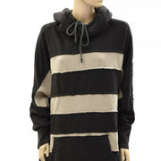 Free People Spotted In Stripes Pullover Hoodie Top