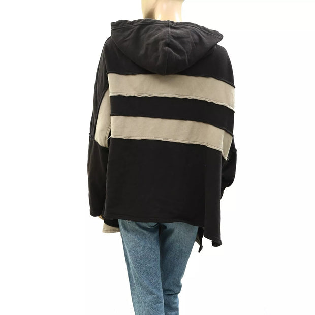 Free People Spotted In Stripes Pullover Hoodie Top