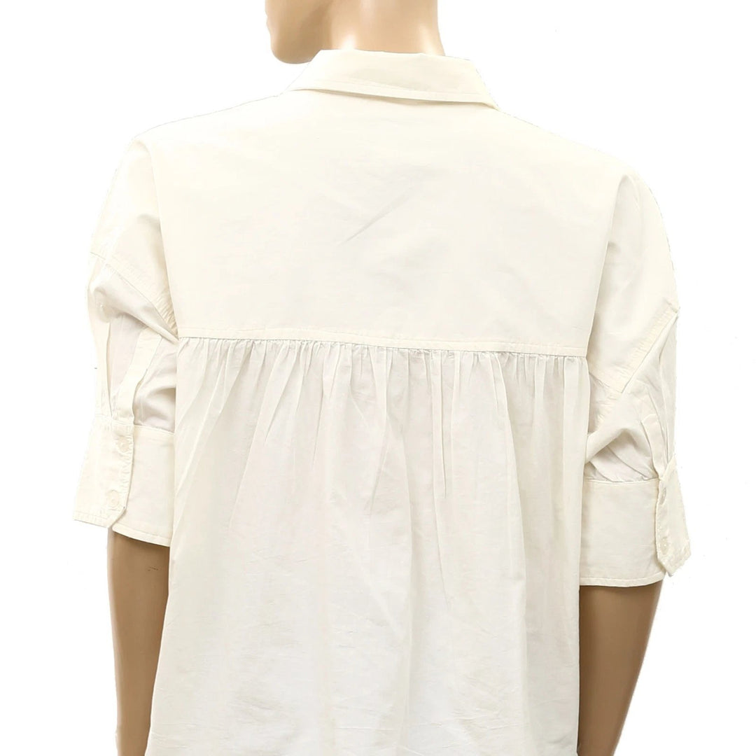 Anthropologie Maeve Women's Short Sleeve Buttondown Shirt Top