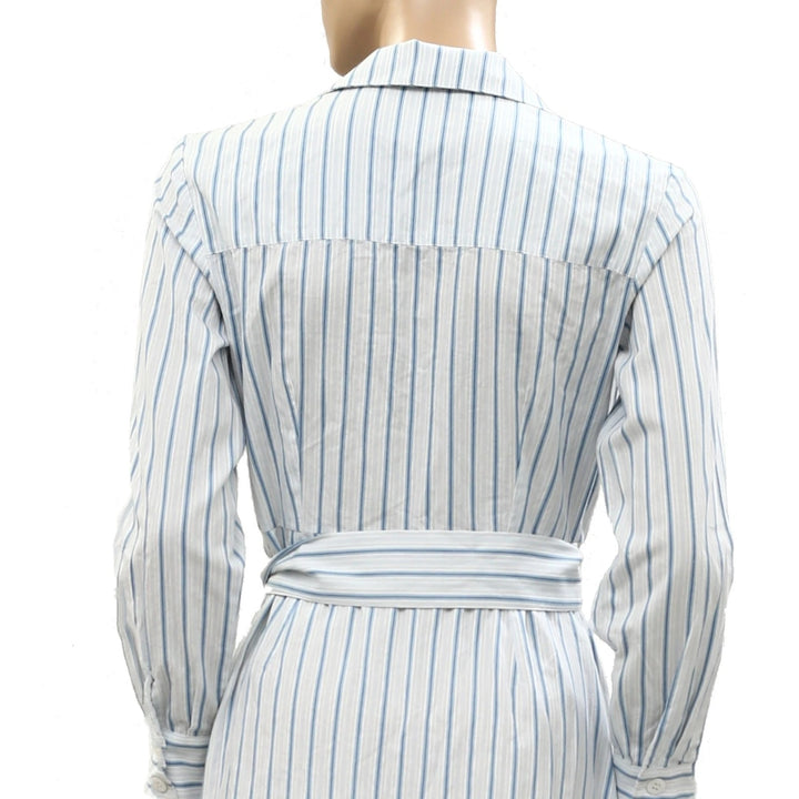 Sezane Wrap Style Striped Printed Midi Dress