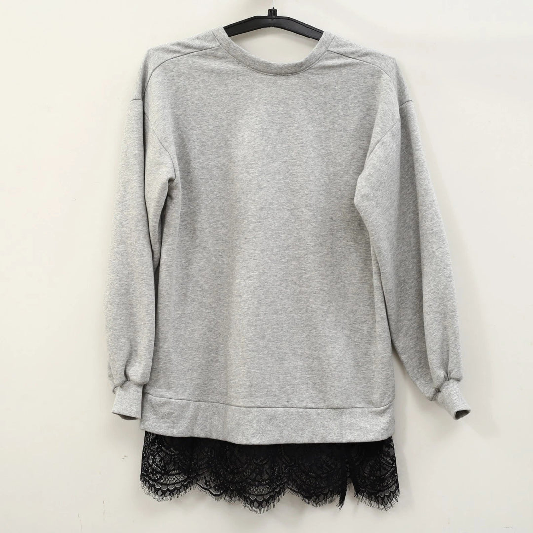 Anthropologie Pilcro Crew Lace Pullover Sweatshirt Top