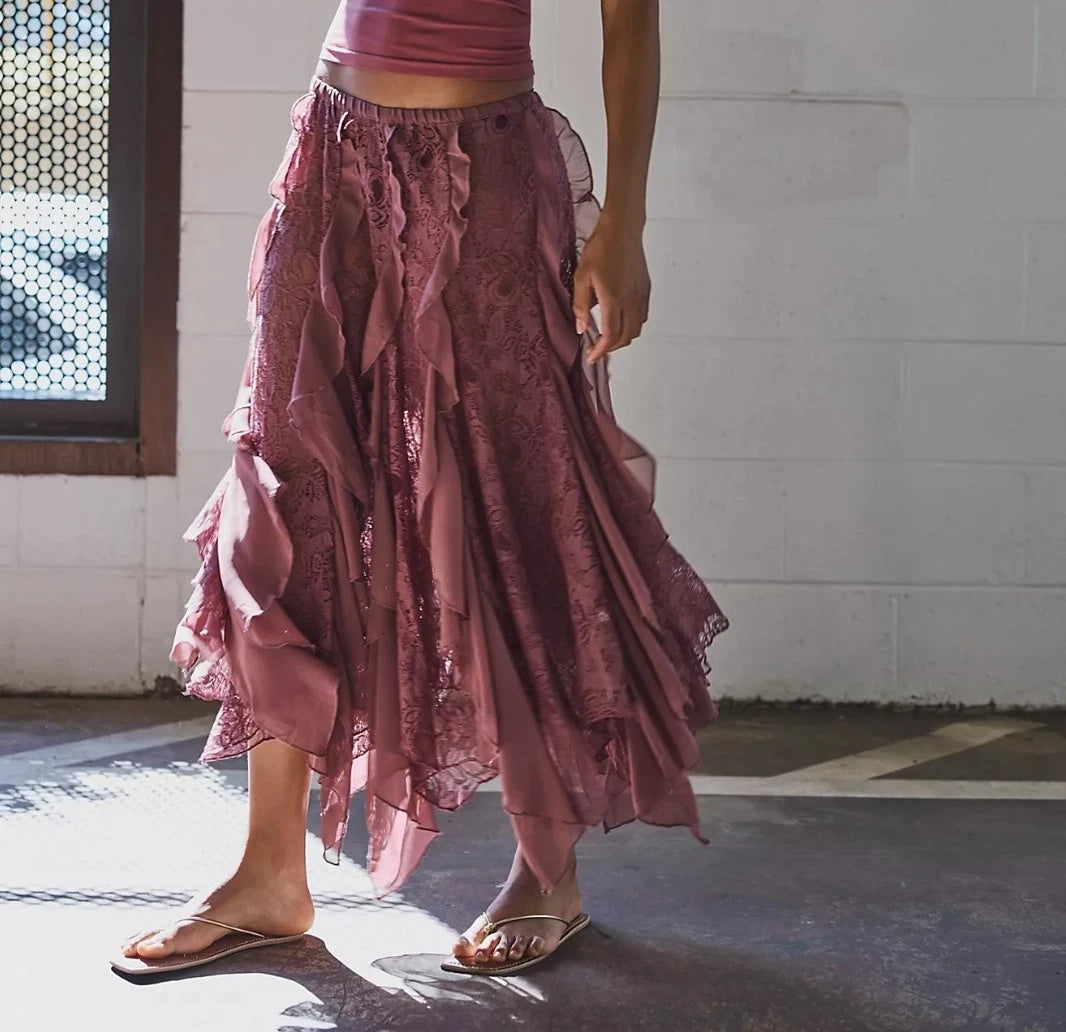 Free People Intimately Candy Calling Maxi Slip Skirt