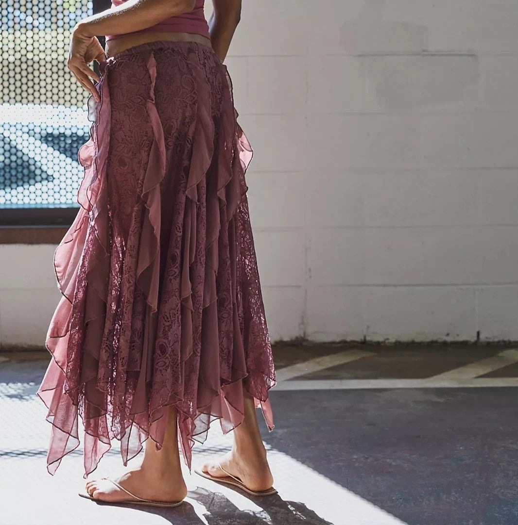 Free People Intimately Candy Calling Maxi Slip Skirt