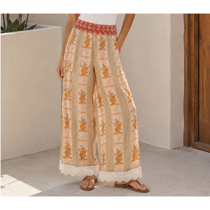 Free People Floral & Stripe Printed Trouser Pants