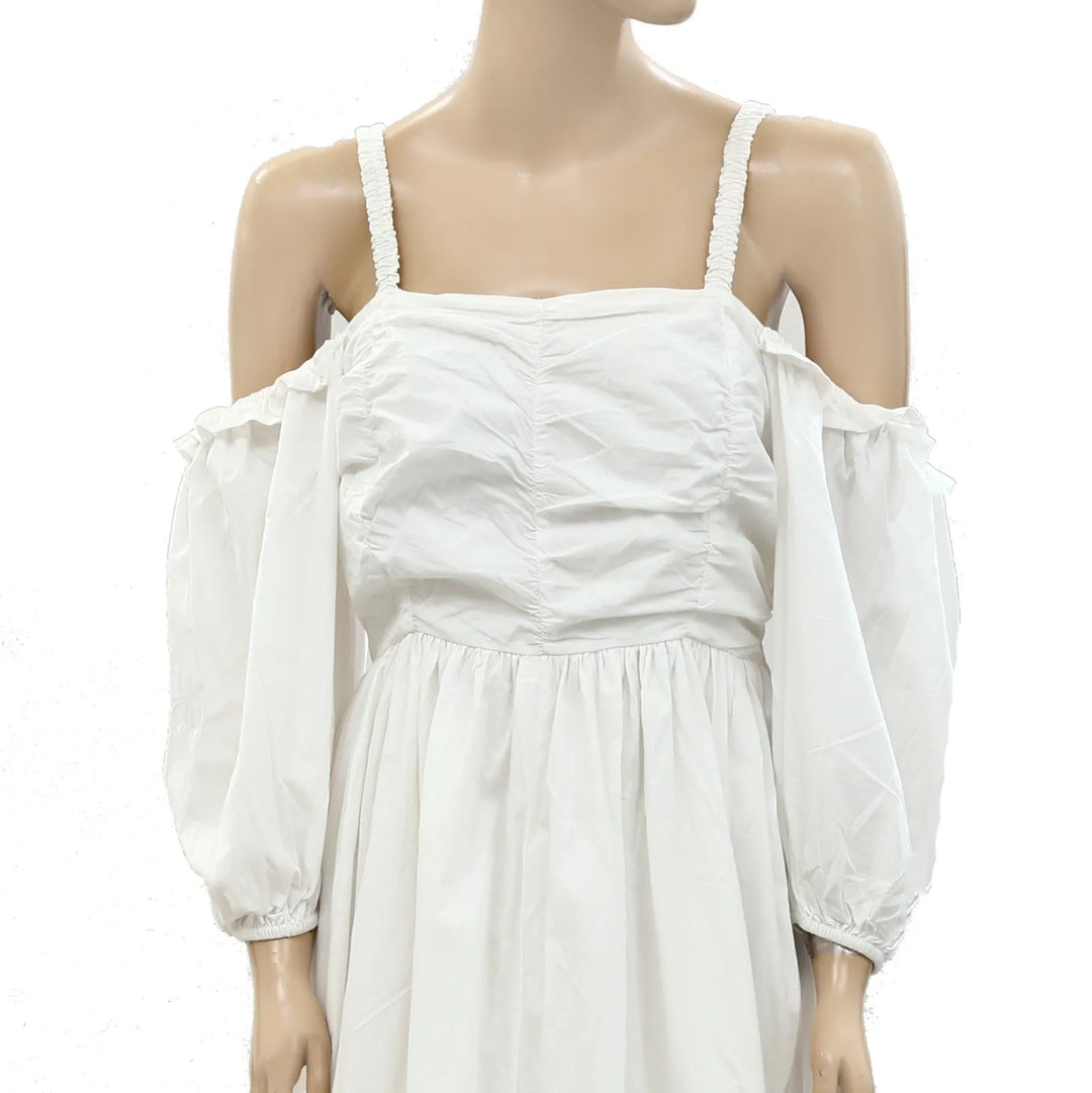 Sea New York Cold Shoulder Solid Smocked Maxi Dress
