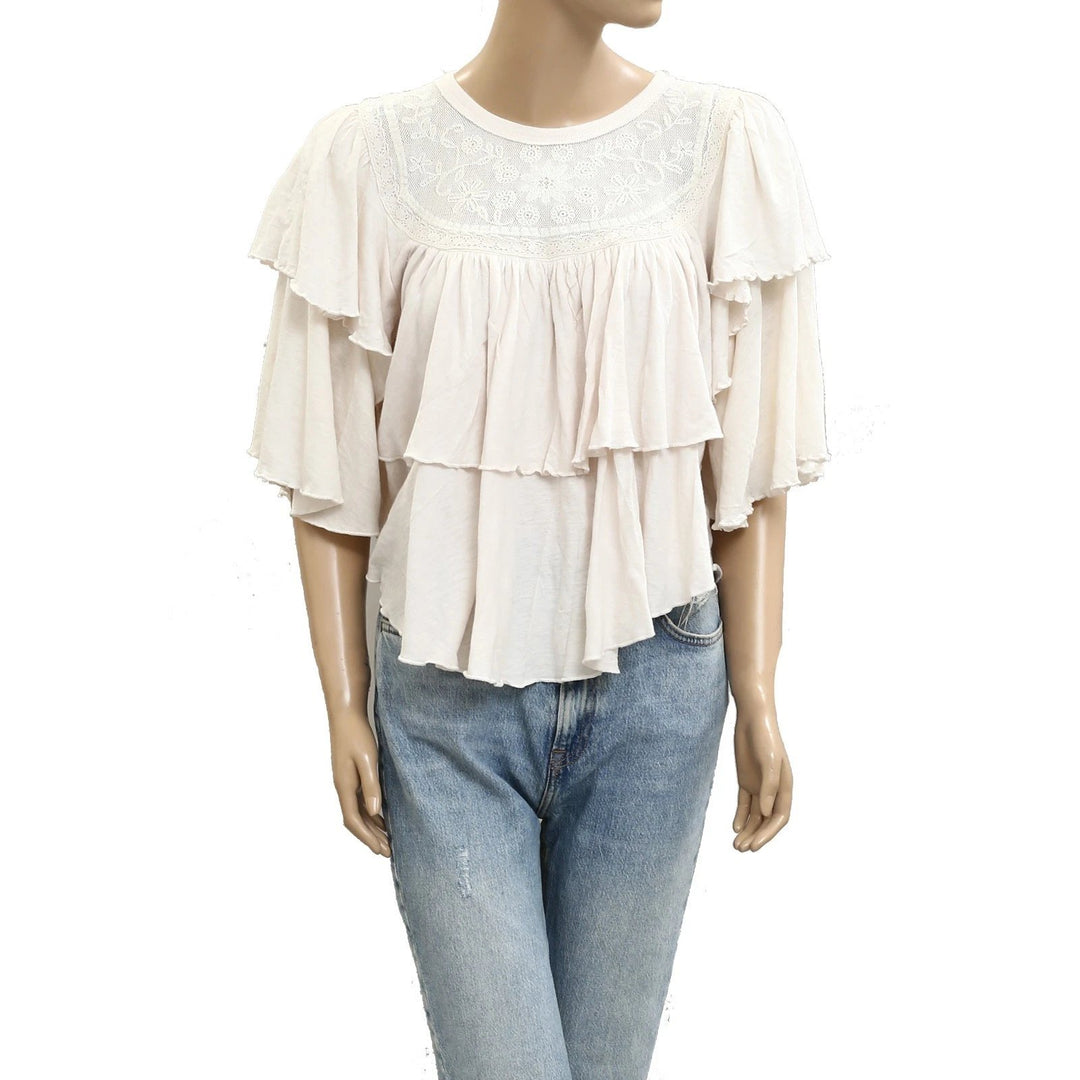 Free People Rose Party Tee Blouse Top