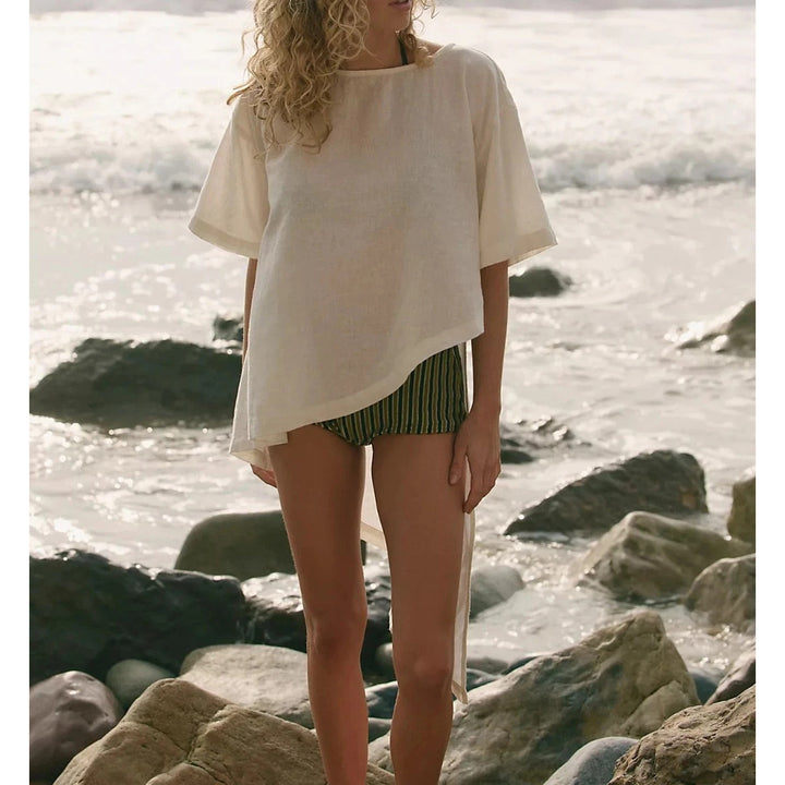 Free People Free-est Alina Cotton-Linen Short-Sleeve Top