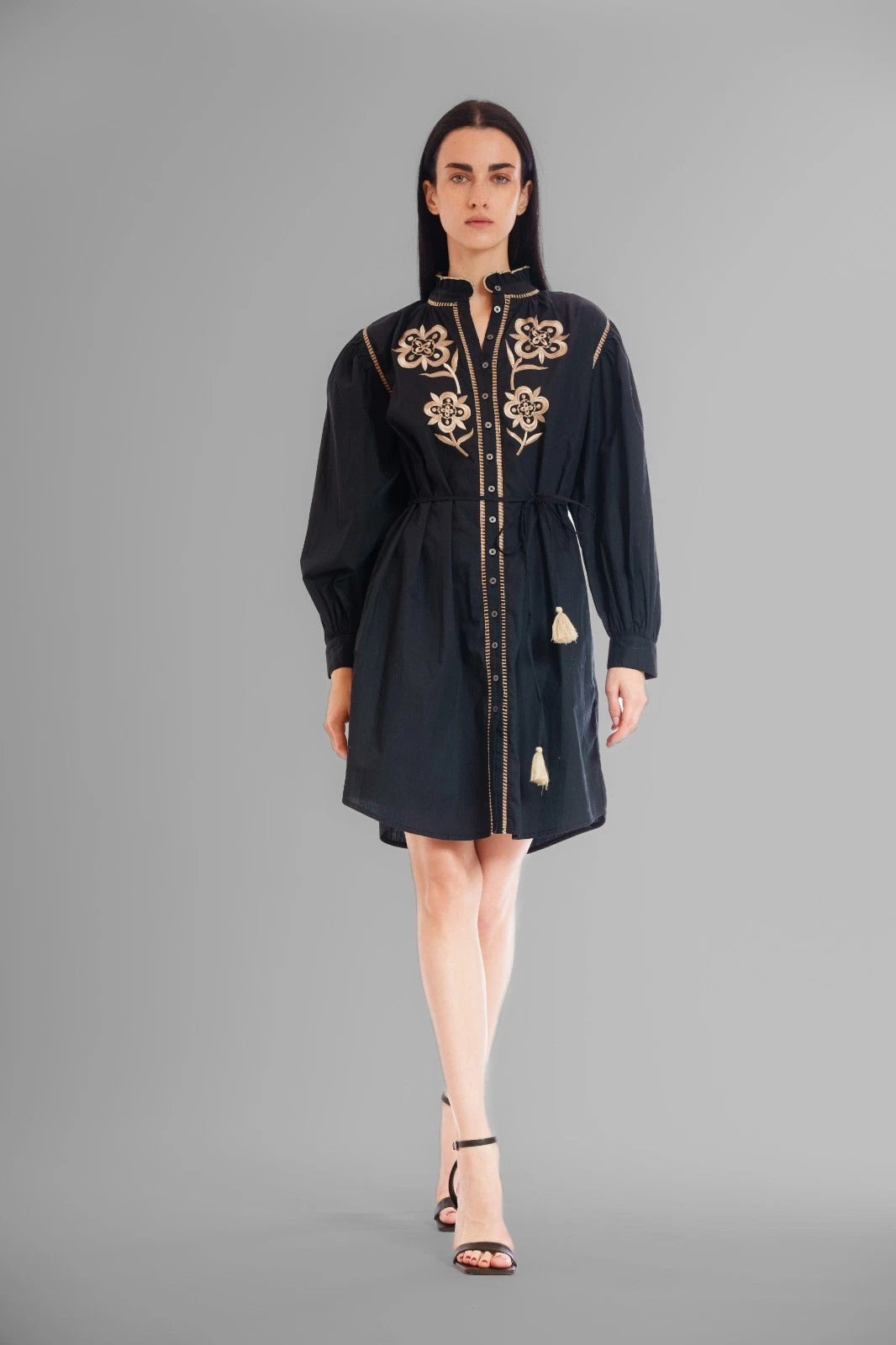 Julia Jordan Embroidered Mini Shirt Dress