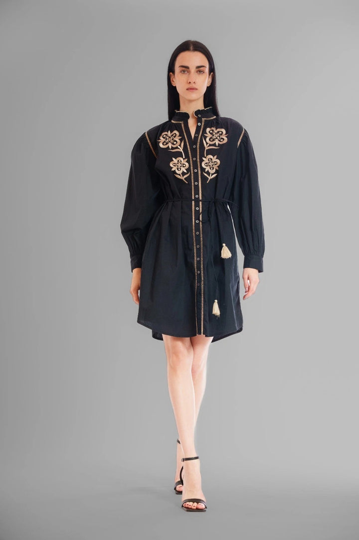 Julia Jordan Embroidered Mini Shirt Dress