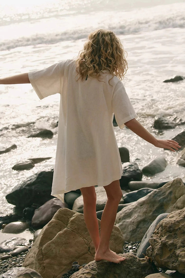Free People Free-est Alina Cotton-Linen Short-Sleeve Top