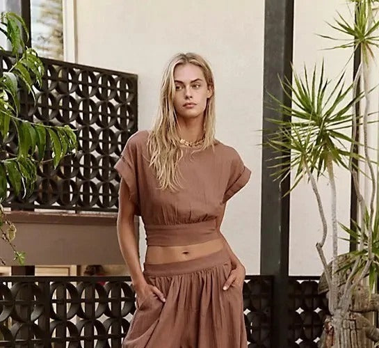 Free People Free-Est Feelin' Free Cropped Blouse Top