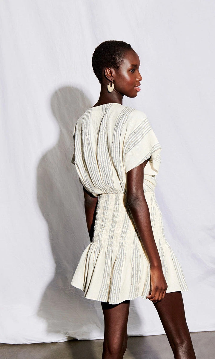 Saylor Anthropologie Astrud Woven Sequin Stripe Blouson Mini Dress