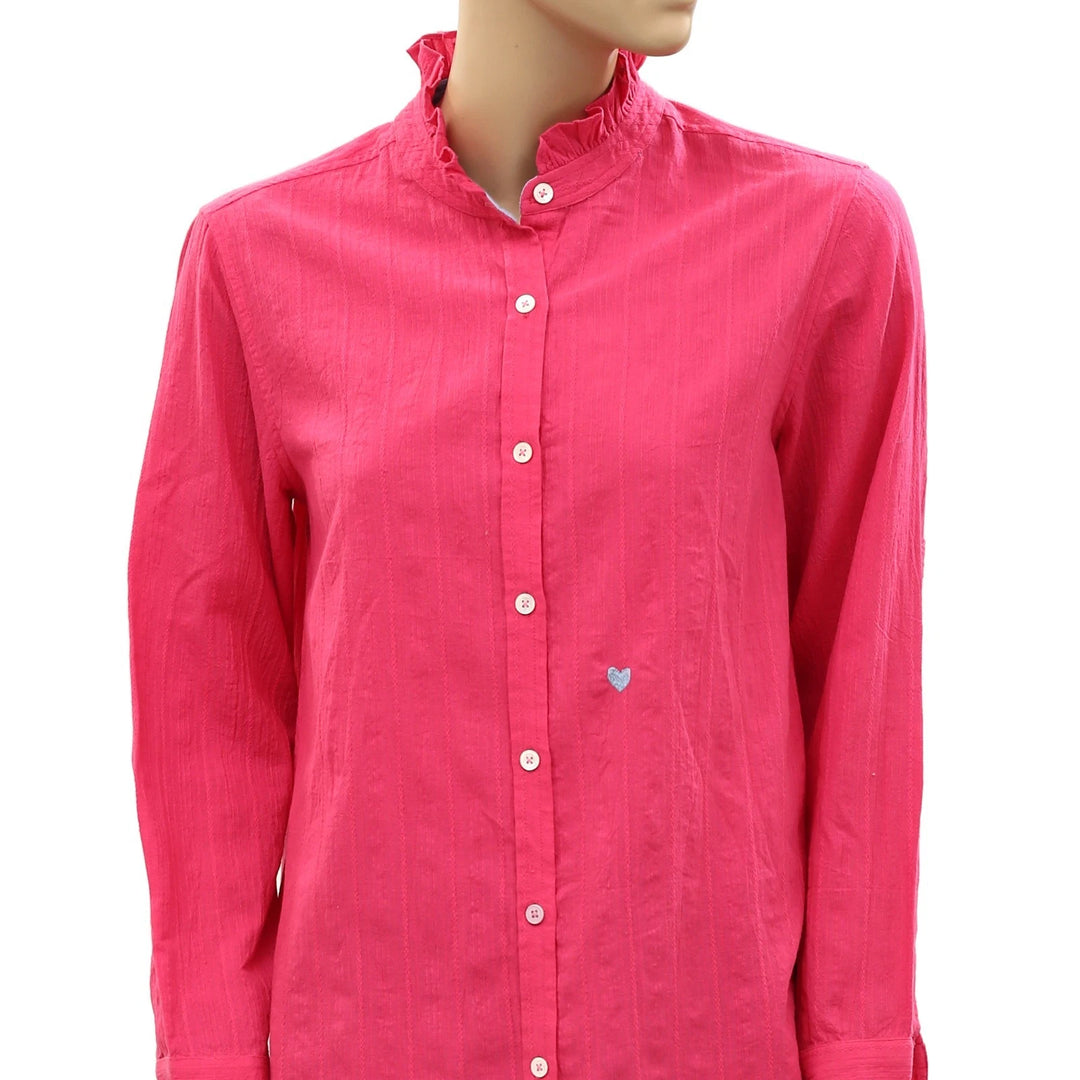 Kerri Rosenthal Buttondown Ruffle Shirt Tunic Top