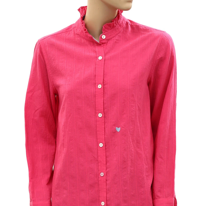 Kerri Rosenthal Buttondown Ruffle Shirt Tunic Top