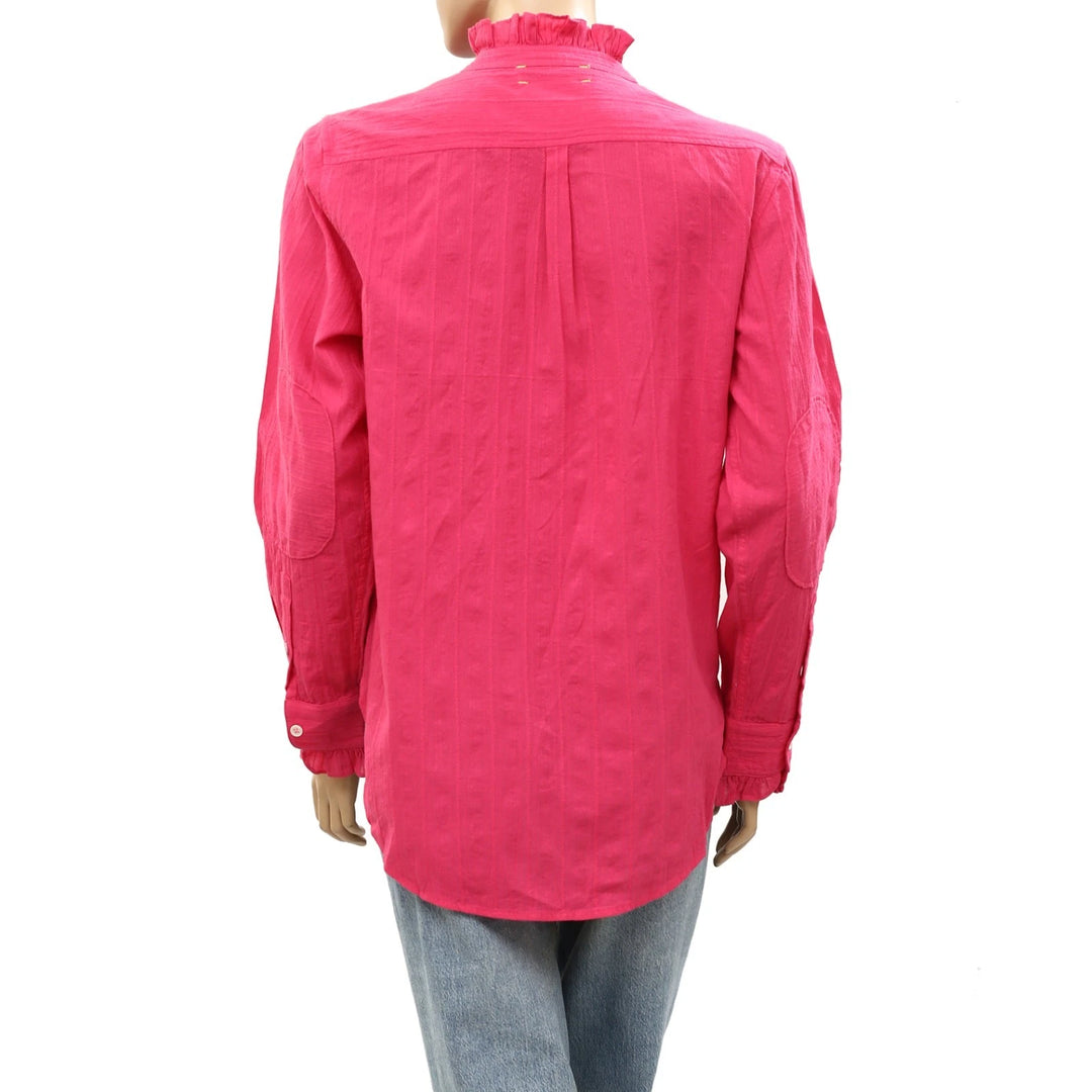 Kerri Rosenthal Buttondown Ruffle Shirt Tunic Top