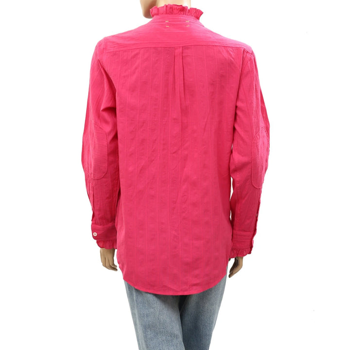 Kerri Rosenthal Buttondown Ruffle Shirt Tunic Top