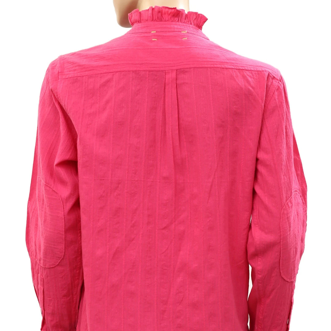 Kerri Rosenthal Buttondown Ruffle Shirt Tunic Top