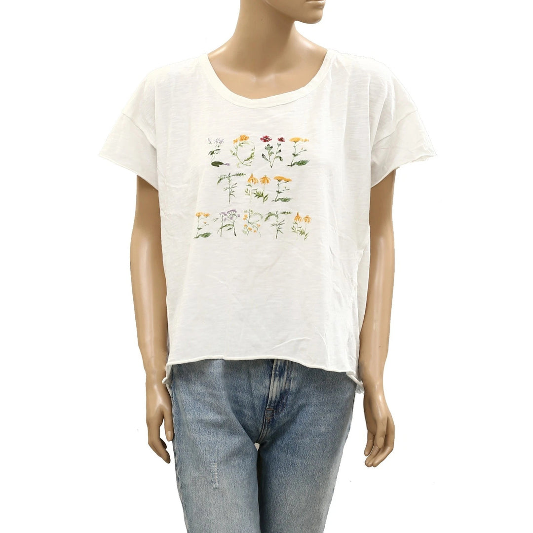 Anthropologie Lauren Filzenger Love The Earth Floral Tee Blouse Top