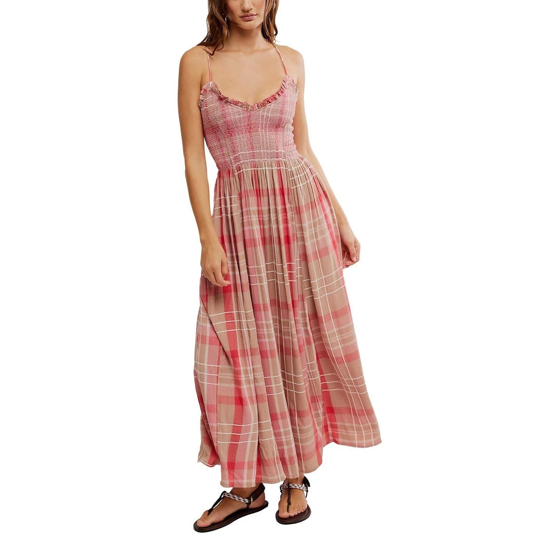 free people pink midi dress Free People Pink Primavera Striped Drop Waist Midi Sun Dress Nwt M