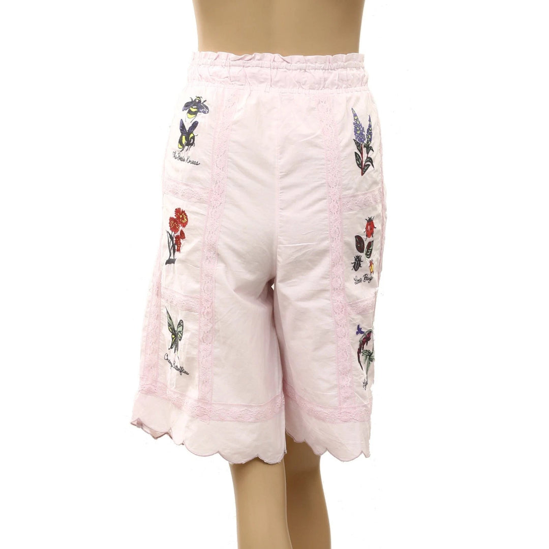 Anthropologie LyreBird Embroidered Bermuda Shorts