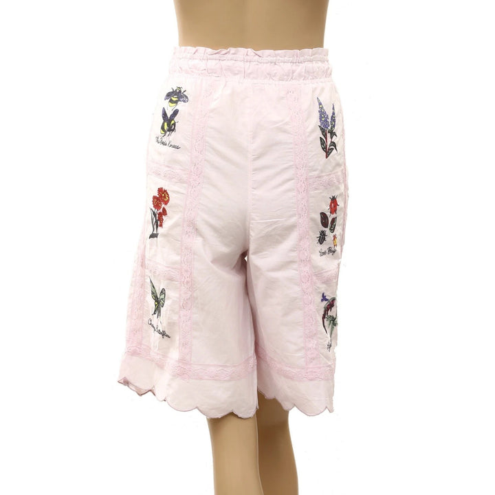 Anthropologie LyreBird Embroidered Bermuda Shorts