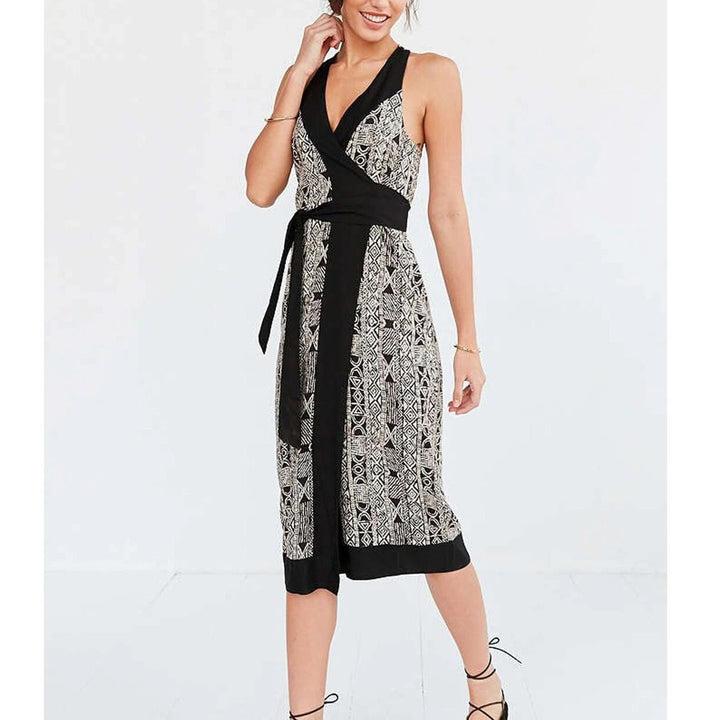 Ecote Urban Outfitters Aztec Print Whitney Wrap Midi Dress