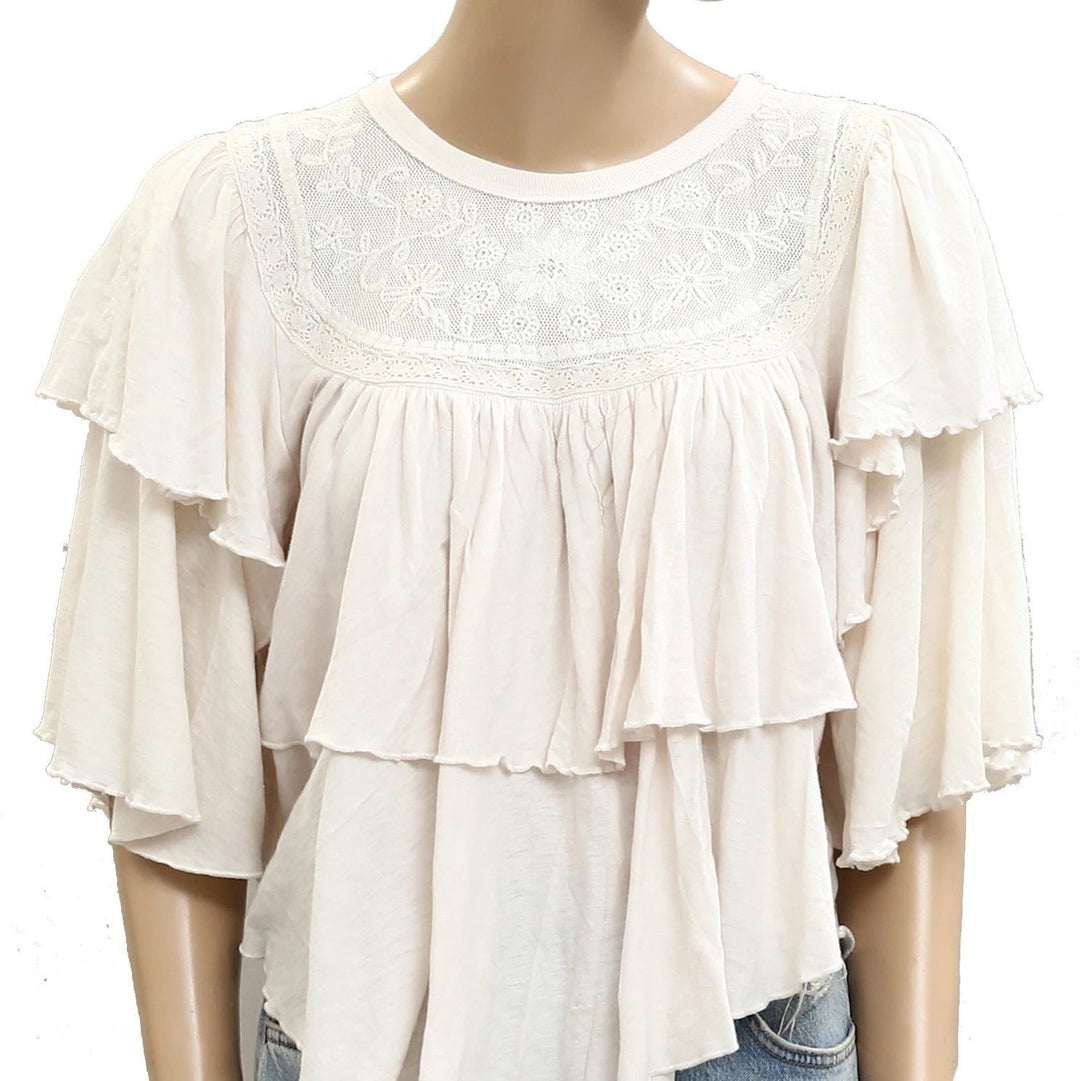 Free People Rose Party Tee Blouse Top