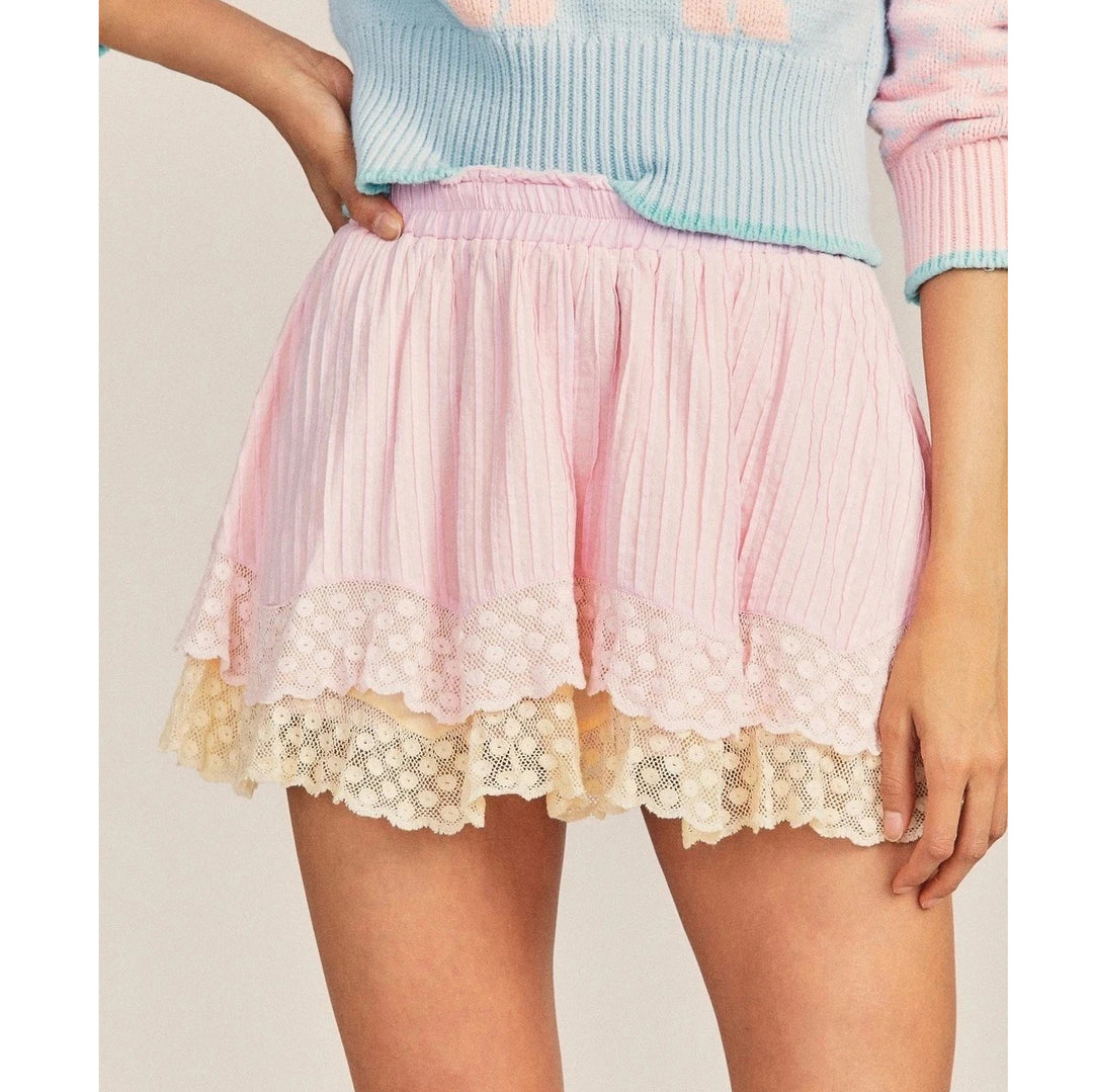 Loveshackfancy Pintuck Pull On Mini Skirt