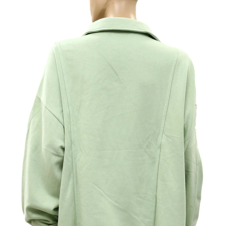 Anthropologie Pilcro Johnny Collar Pullover Sweatshirt Top