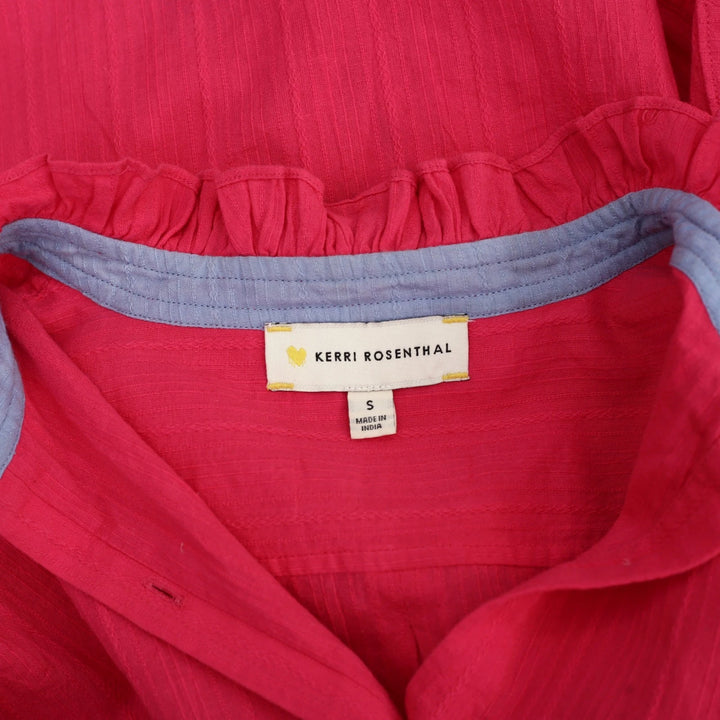Kerri Rosenthal Buttondown Ruffle Shirt Tunic Top