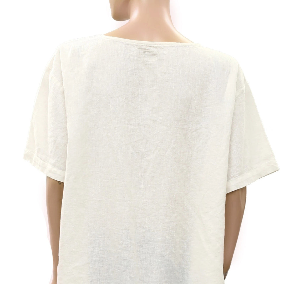Free People Free-est Alina Cotton-Linen Short-Sleeve Top