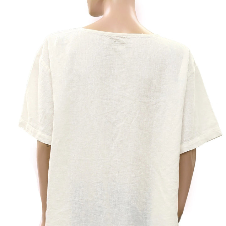 Free People Free-est Alina Cotton-Linen Short-Sleeve Top