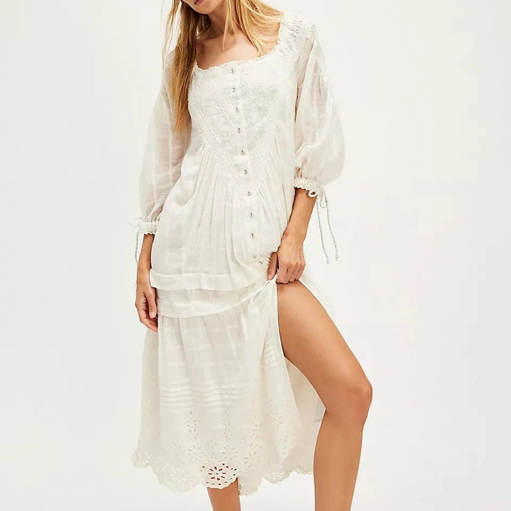 Free People Spencer Floral Eyelet Embroidered Lace Maxi Dress