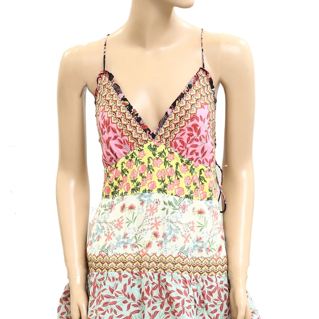 Alice+Olivia Imogene Mixed-Print Tiered Ruffle Maxi Dress