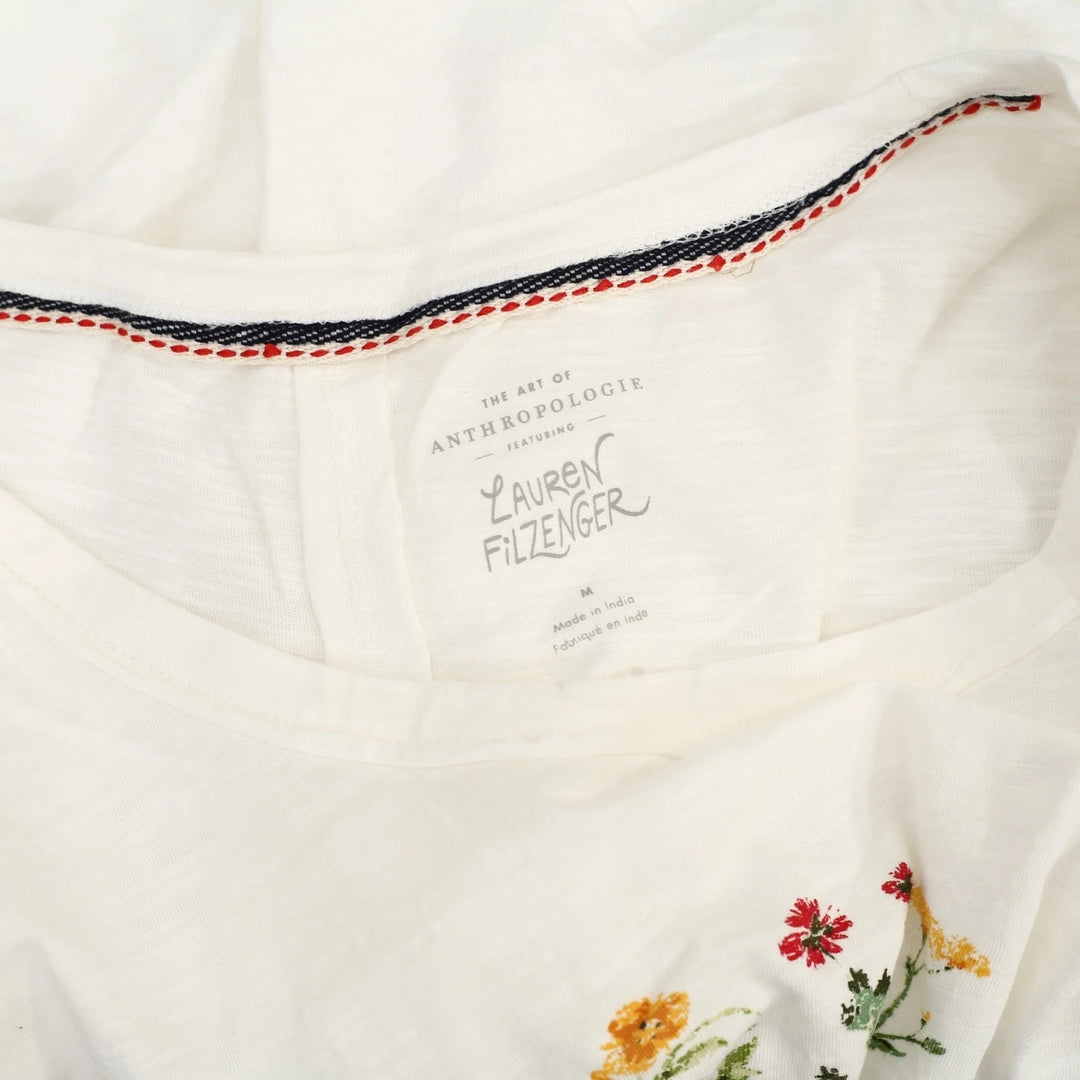 Anthropologie Lauren Filzenger Love The Earth Floral Tee Blouse Top