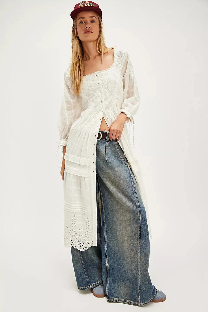Free People Spencer Floral Eyelet Embroidered Lace Maxi Dress
